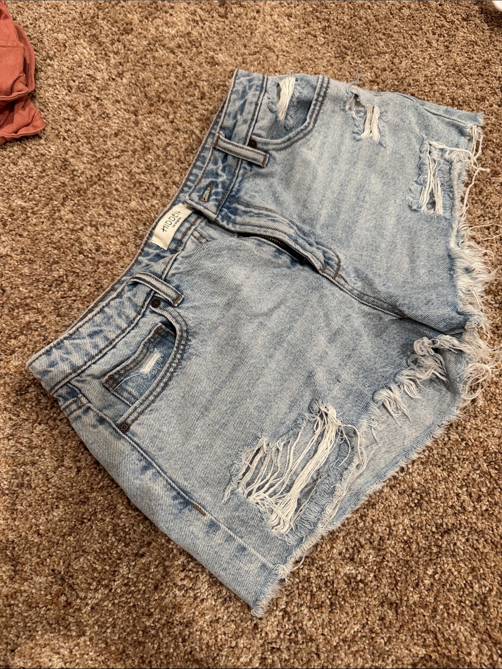 Hidden Light Blue Distressed Denim Shorts - Women's Jean Shorts